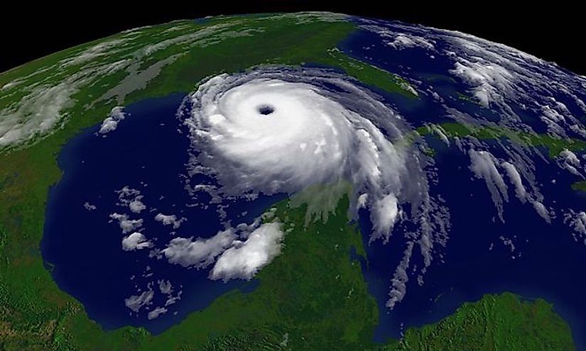 An imagery of the Hurricane Katrina with the eye at the centre.