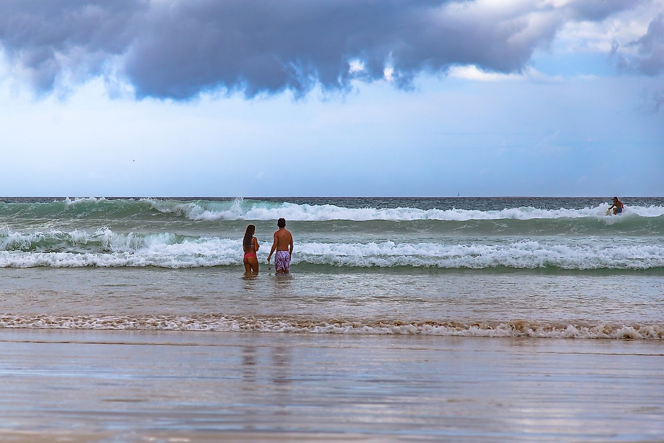 Tortuga Beach on Santa Cruz island in the Galapagos, Ecuador on a rainy day. Image credit: NadyaRa/Shutterstock.com