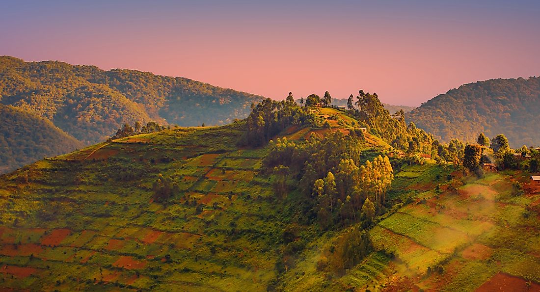 The landscape near the border of Rwanda and Uganda. 