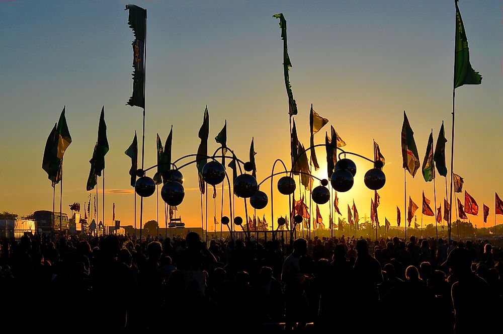 The crowd at Glastonbury Festival.