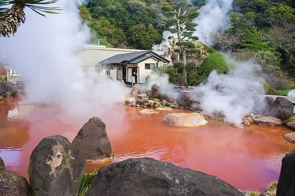 The iron-rich red waters of the Blood Pond Hell. 