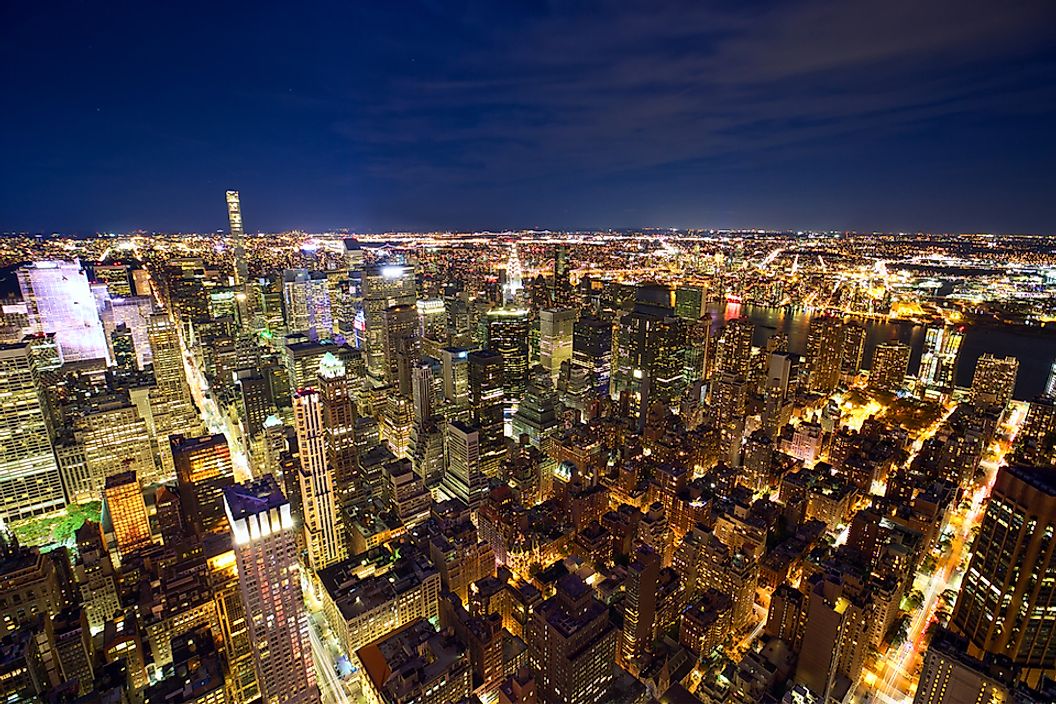 The skyline of Manhattan, New York City.
