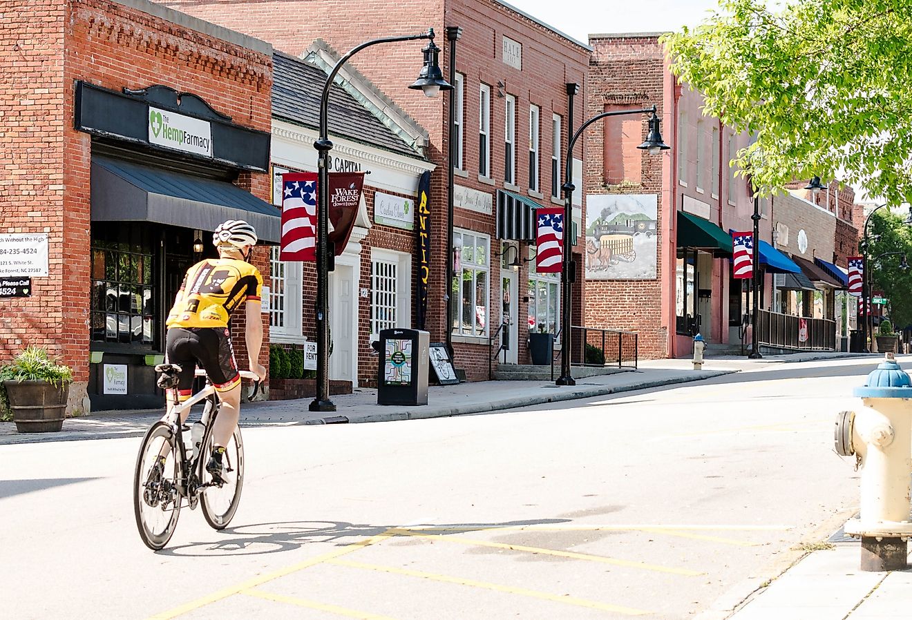 White Street in Historic Downtown Wake Forest, North Carolina.