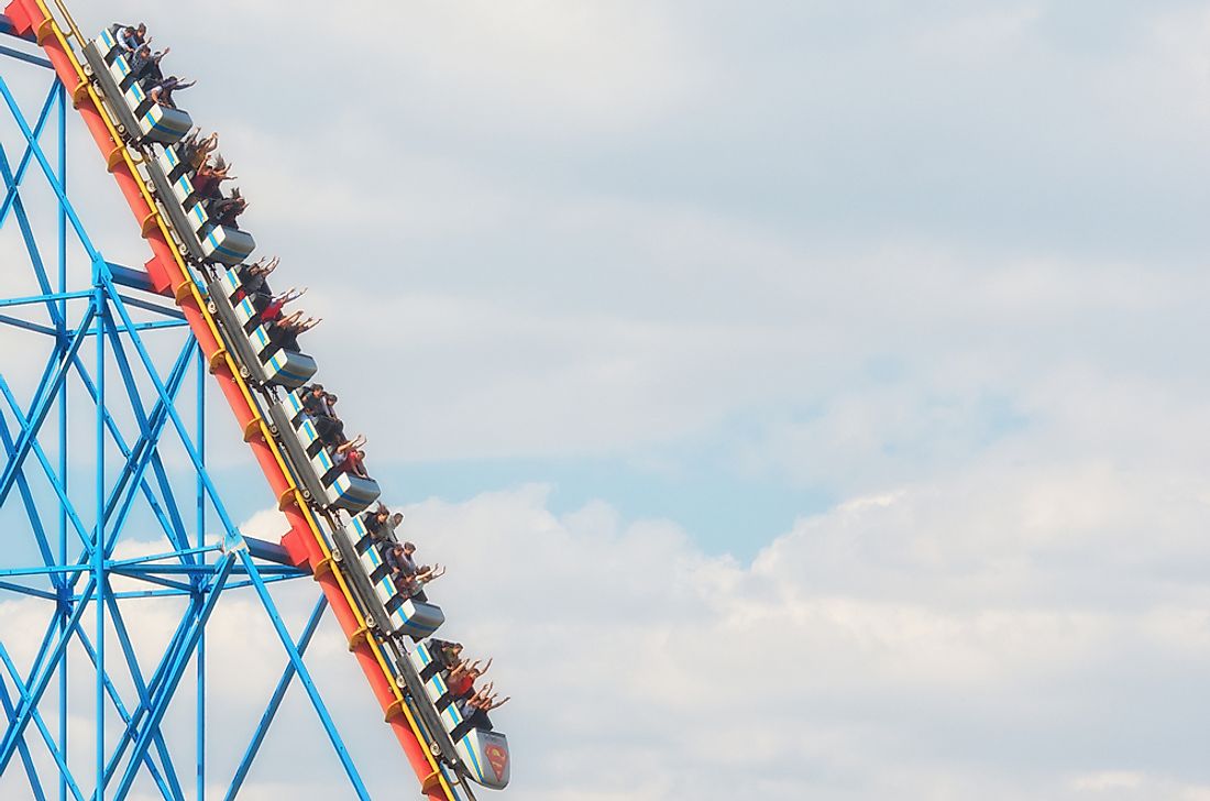 A roller coaster at Six Flags Mexico. Editorial credit: Byelikova Oksana / Shutterstock.com.