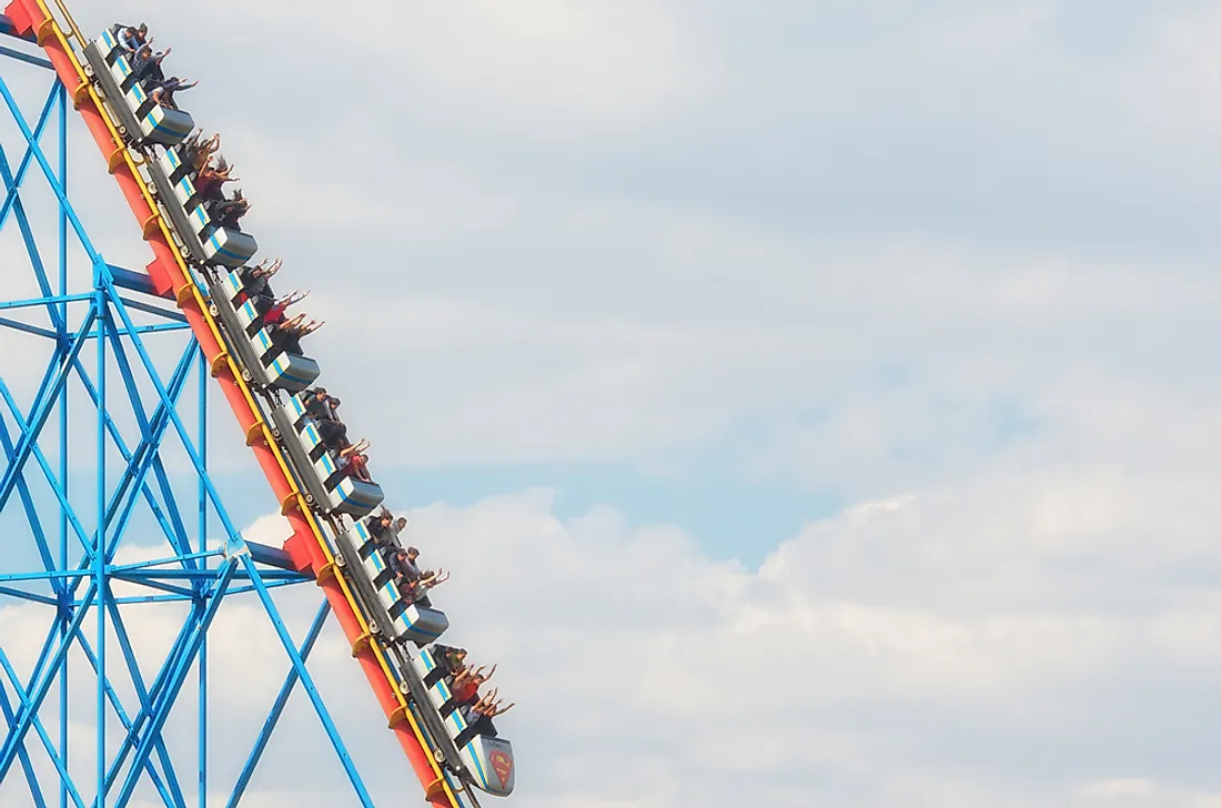 A roller coaster at Six Flags Mexico. Editorial credit: Byelikova Oksana / Shutterstock.com.