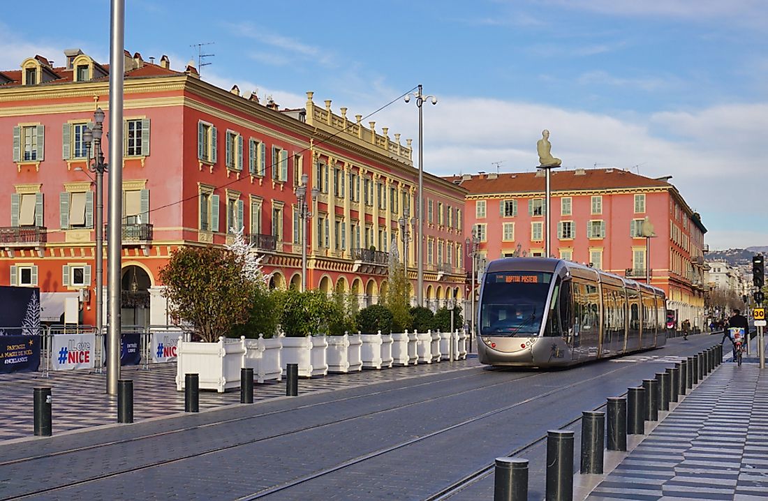 A tram in Nice, France. Editorial credit: EQRoy / Shutterstock.com. 