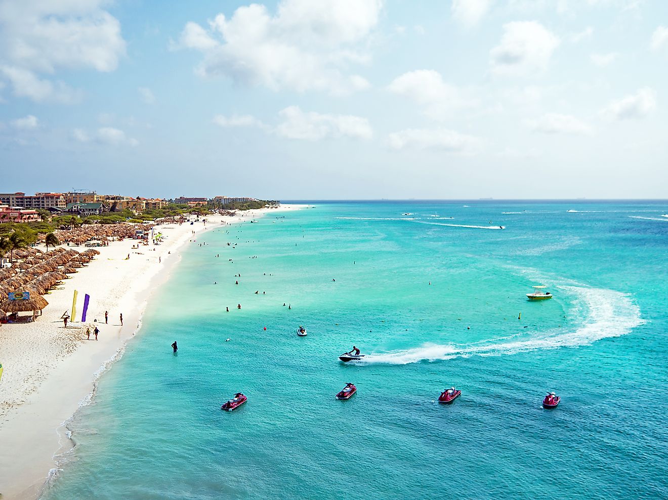 Aerial view of a gorgeous beach in Aruba.