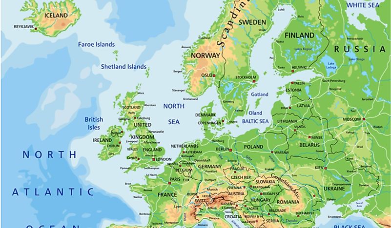 A map showing England's location within Europe. 