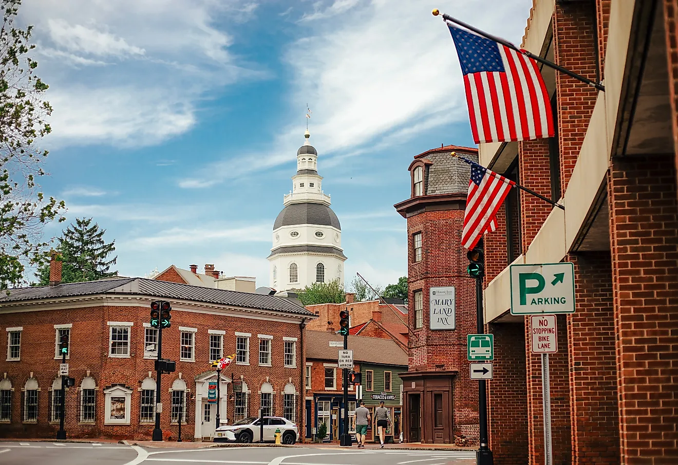The historic downtown of Annapolis Maryland where the Treaty of Paris was ratified. Editorial credit: Ann Kapustina / Shutterstock.com