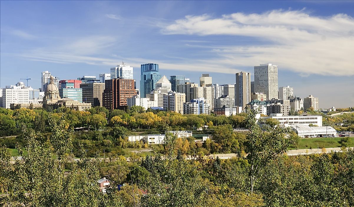 The skyline of downtown Edmonton, Alberta.