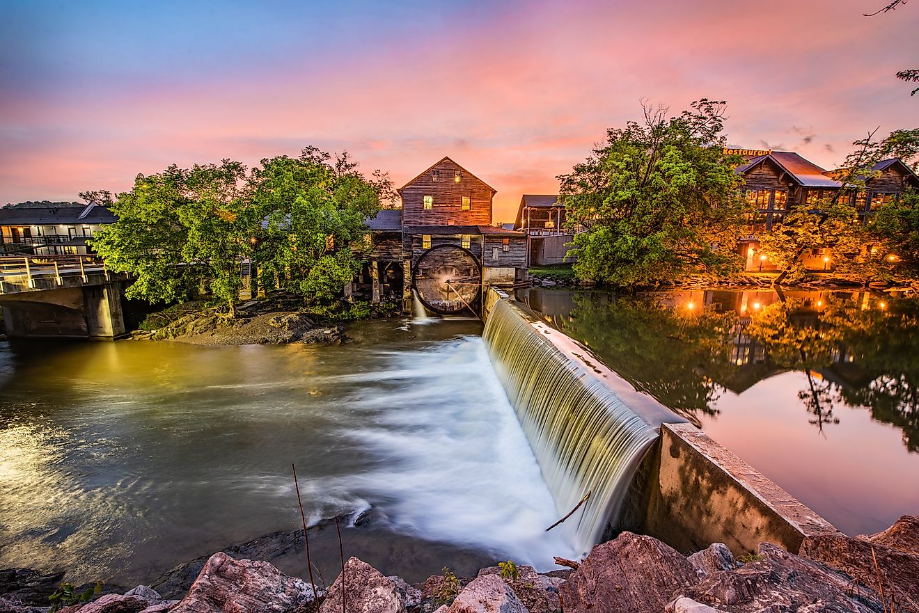 Old Mill at sunrise in Pigeon Forge, Tennessee 