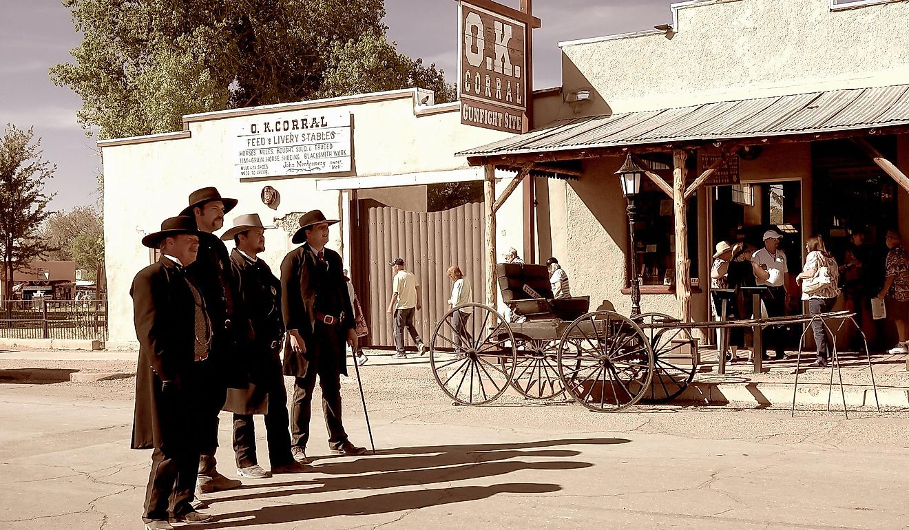 Actors reenact events at the OK Corral in Tombstone, Arizona
