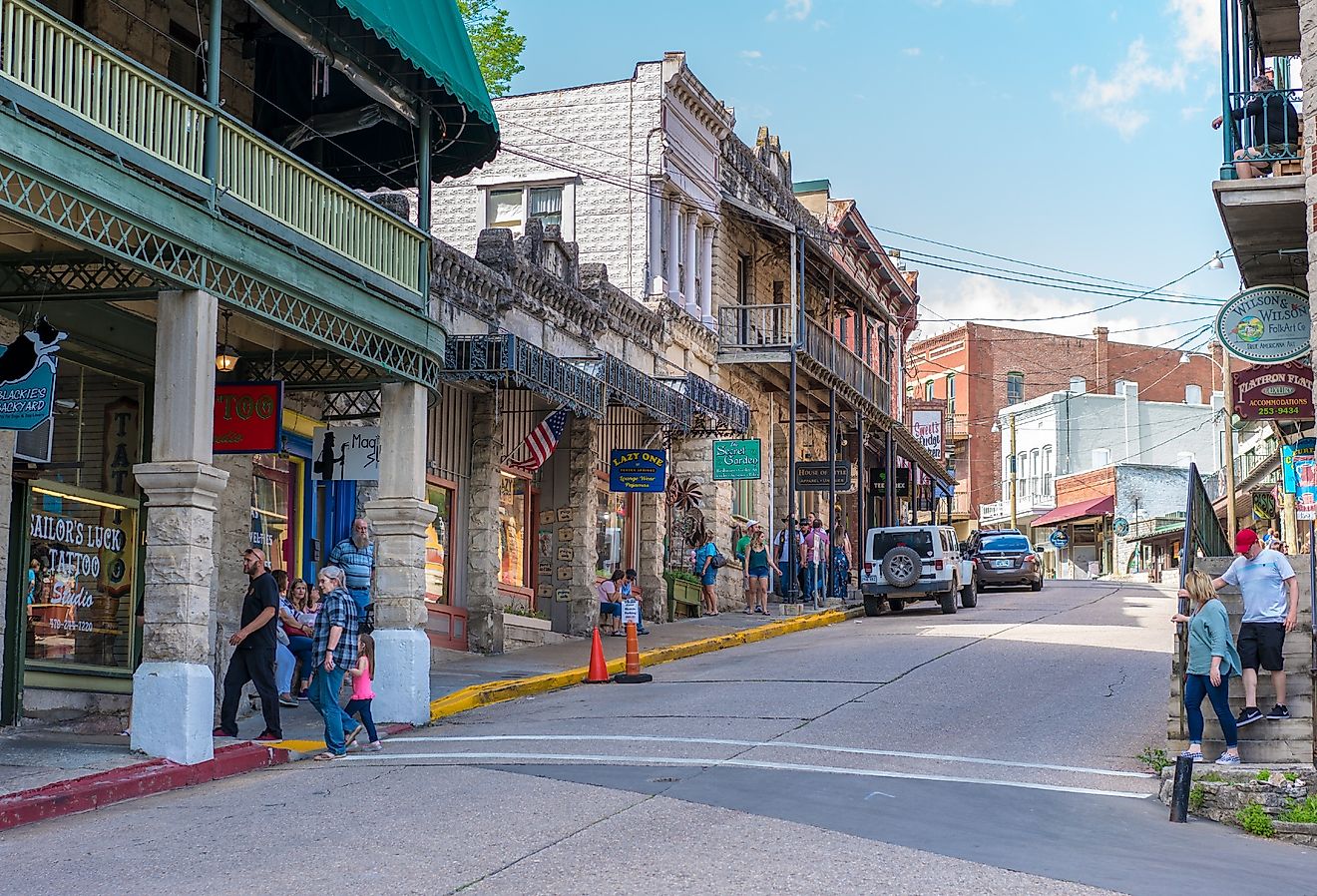 A scene from downtown Eureka Springs, Arkansas. Editorial credit: shuttersv / Shutterstock.com