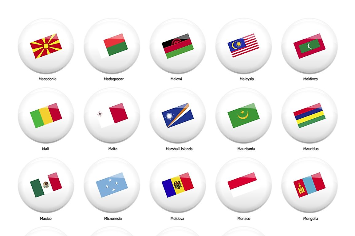Some of the flags of the countries that start with the letter m. 