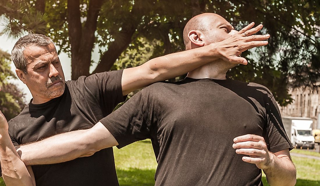 Krav Maga teaches self-defense techniques.