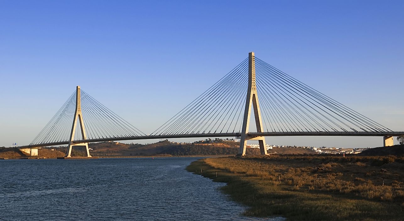 The Guadiana International Bridge forms part of the border between Portugal and Spain.