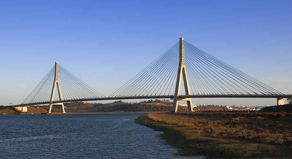 The Guadiana International Bridge forms part of the border between Portugal and Spain.