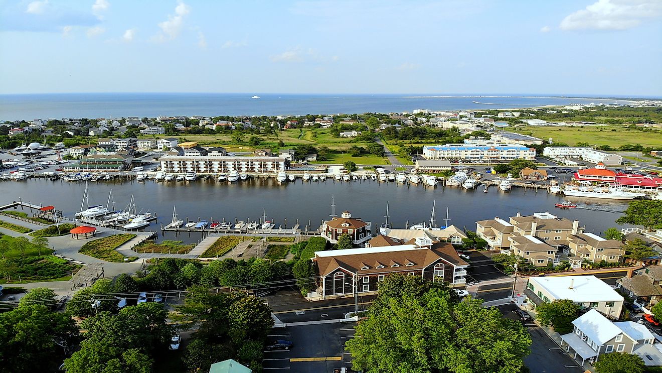 Aerial view of a fishing port in Delaware. Fishing is a very important industry in the state.