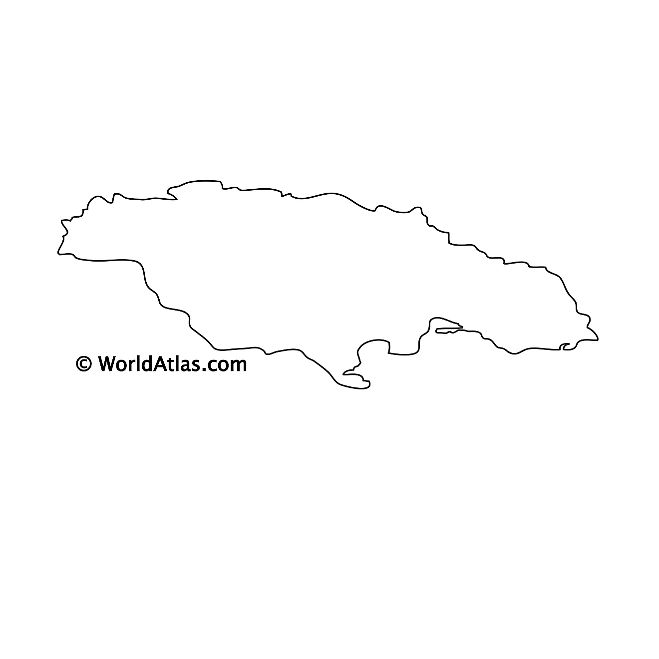 Blank outline map of Jamaica