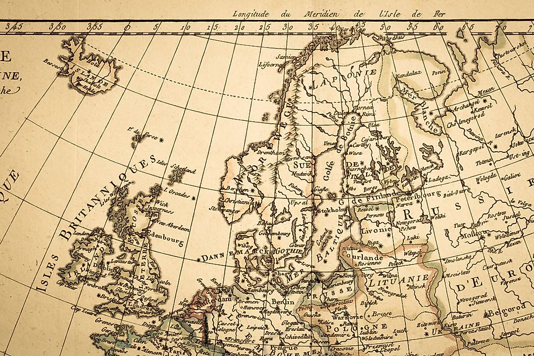 Map of Europe circa 1780. 
