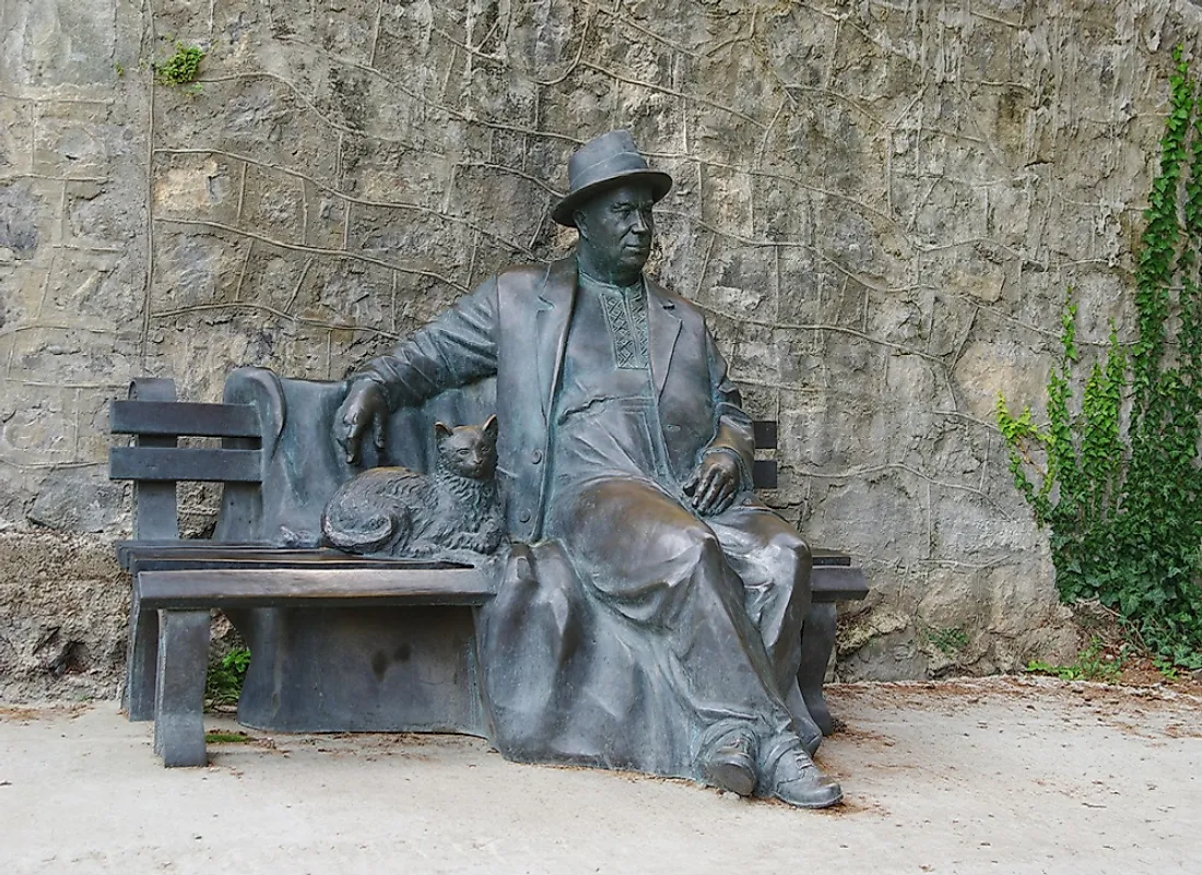 Monument to Nikita Khrushchev in Partenit, Russia.