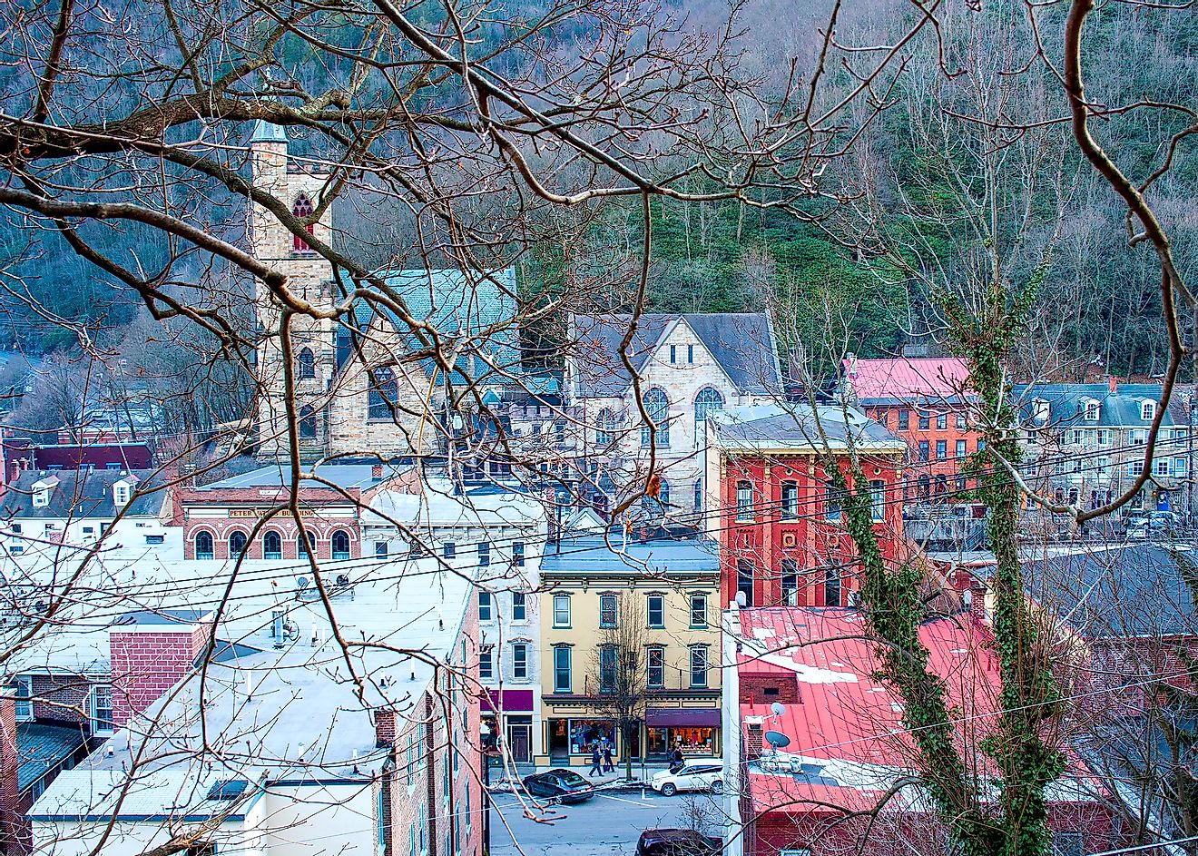 The charming town of Jim Thorpe, Pennsylvania, in winter.