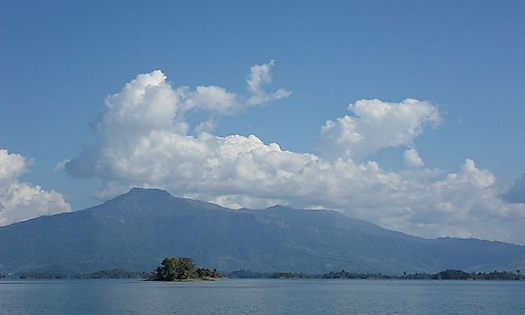 The Phou Bia as seen from Nam Ngum Lake (reservoir) on the Nam Ngum River.