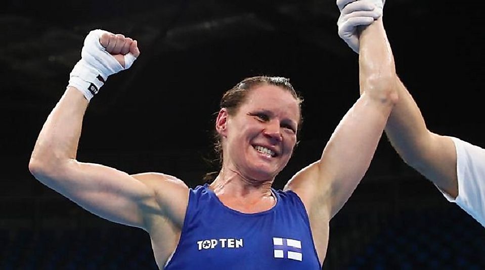 60-kilogram Finnish boxer Mira Potkonen adds to her country's medal totals with a Bronze in 2016.