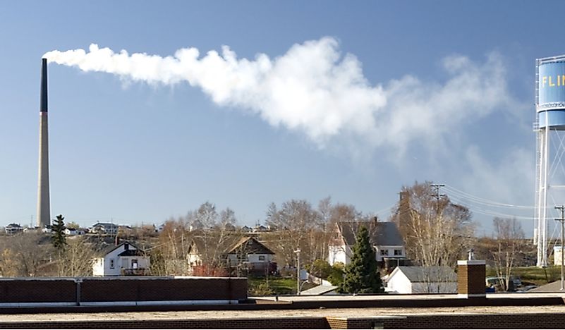 The Flin Flon, Manitoba smokestack. 