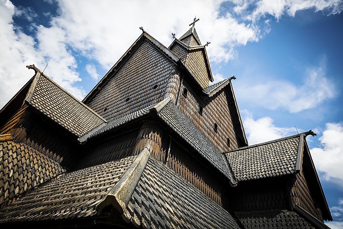 The details of Eidsborg Stave Church in Telemark, Norway. 