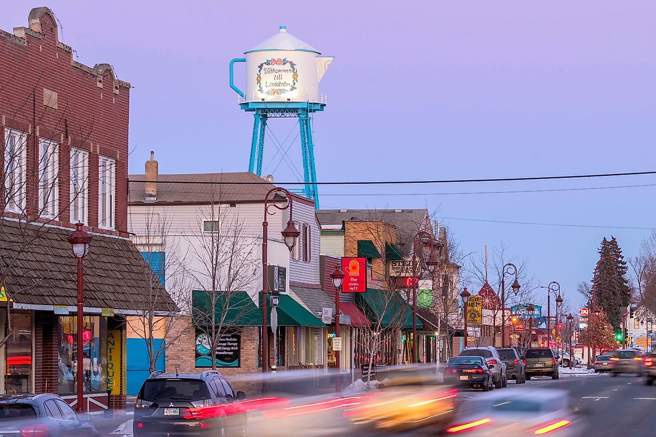 Lindstrom, Minnesota and the Iconic Teapot Water Tower. Editorial credit: Sam Wagner / Shutterstock.com