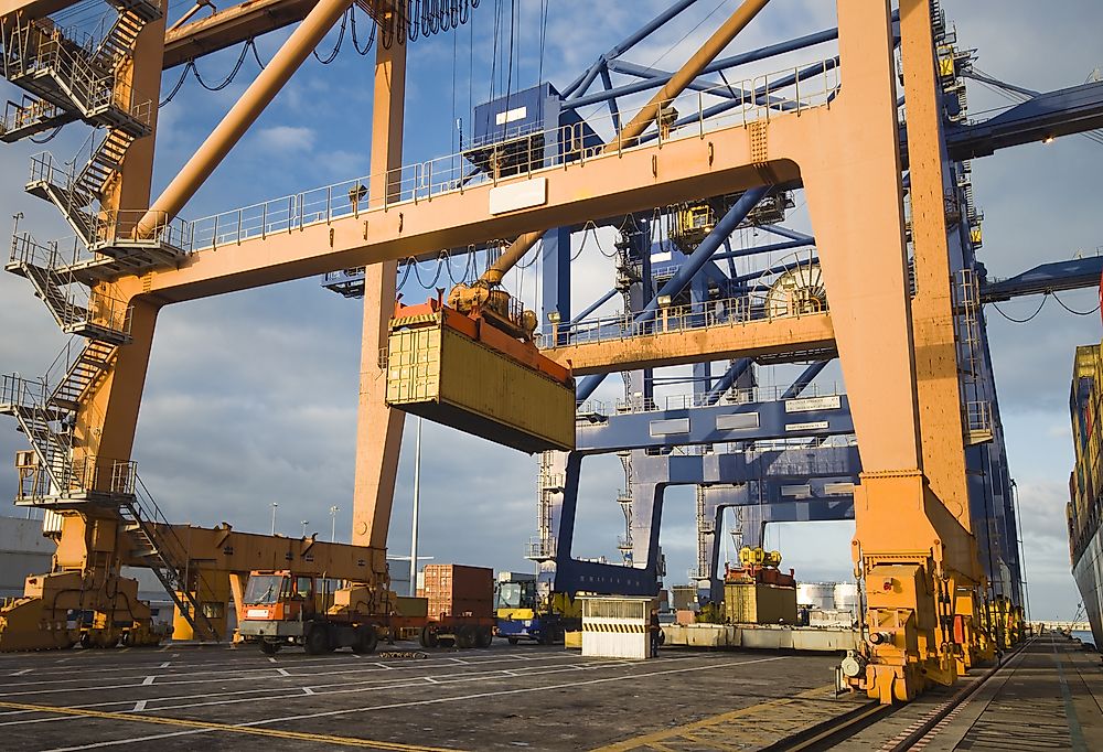 A container port in Mauritius. 