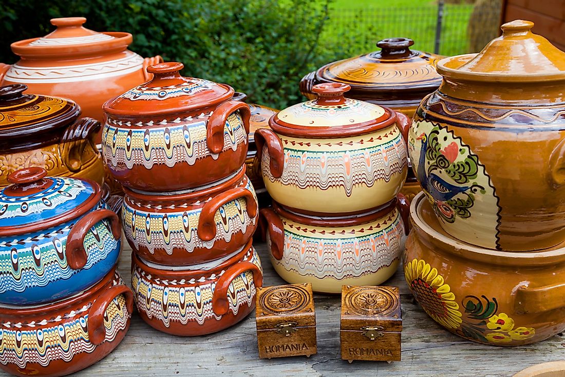 Traditional Romanian clay pots. 
