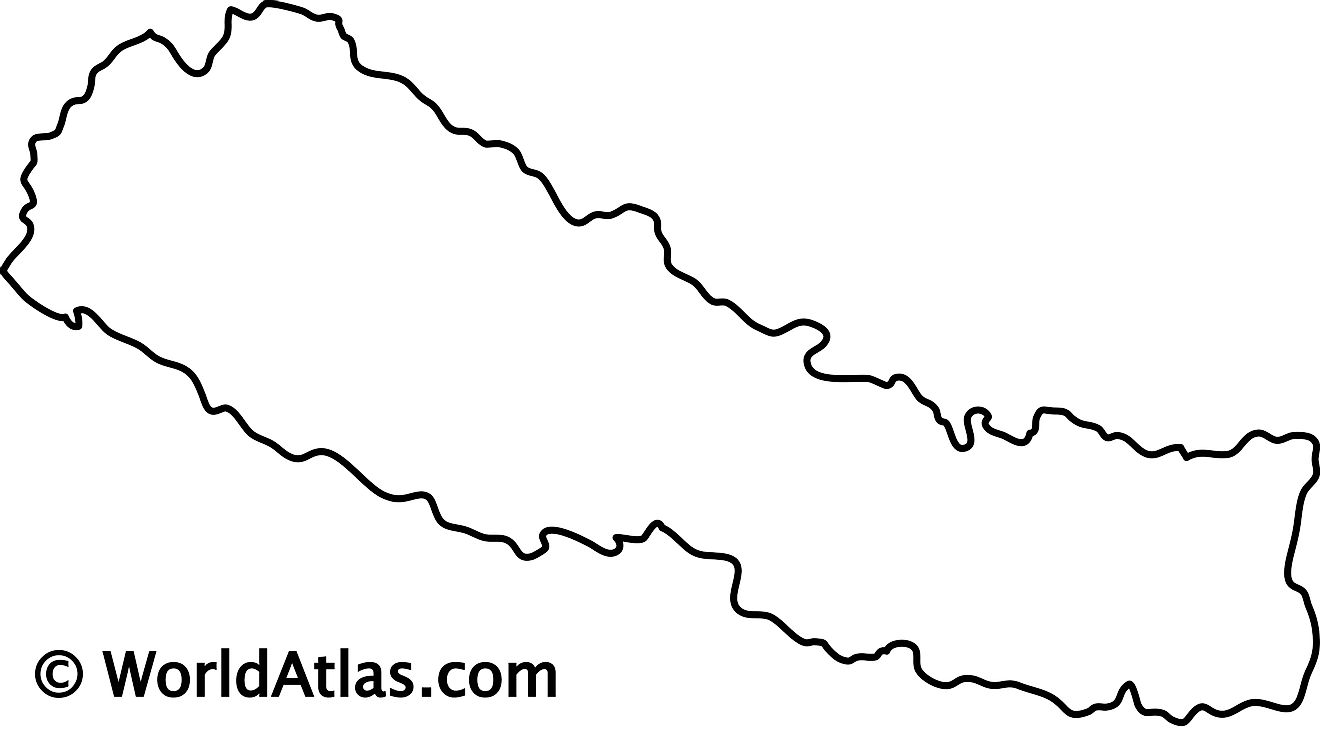 Mapa de contorno en blanco de Nepal