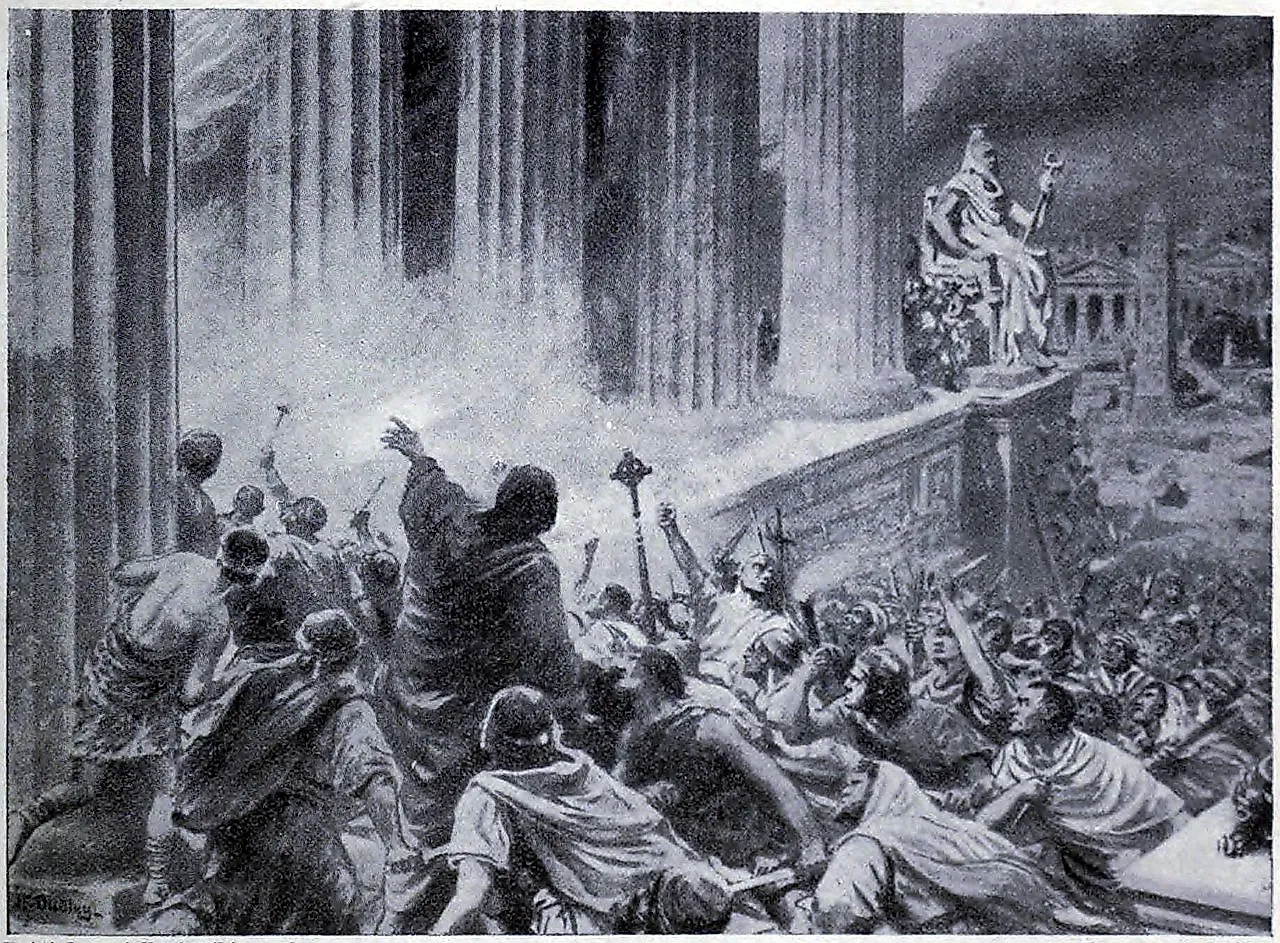 The burning of The Library of Alexandria, 391 CE. Image credit: Creative Commons