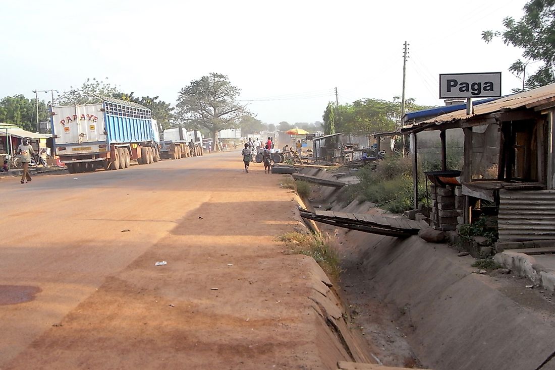 The border town of Paga at the Ghana-Burkina Faso border. Editorial credit: StreetVJ / Shutterstock.com