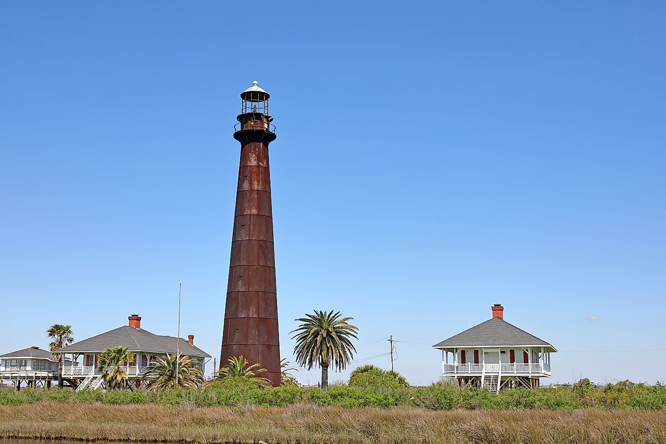 Port Bolivar Lighthouse (1872), Galveston, Texas. 