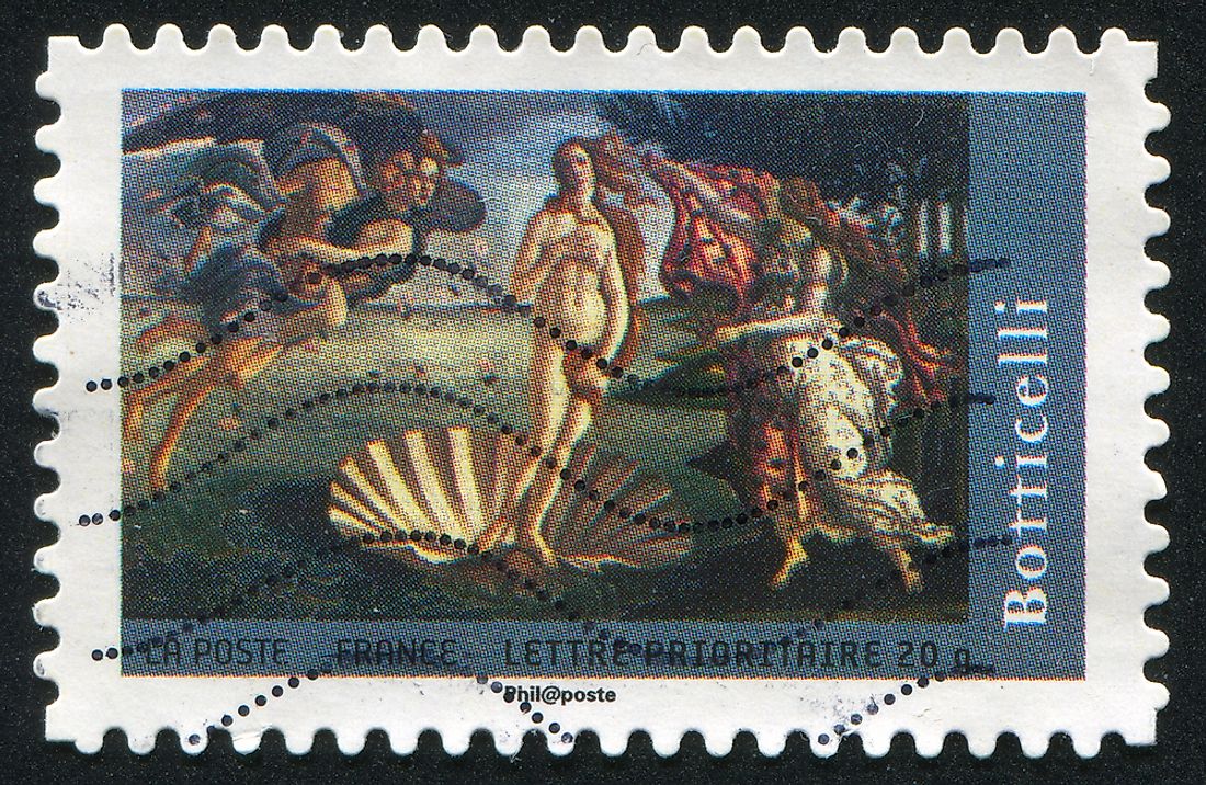 Editorial credit: rook76 / Shutterstock.com. A stamp commemorating "The Birth of Venus". Circa 2008, France. 