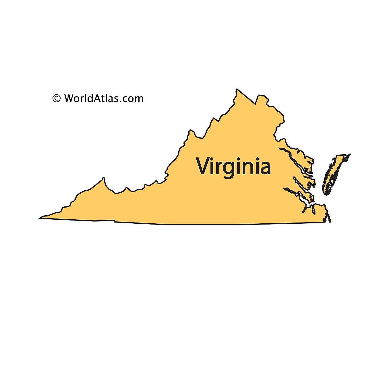 Outline Map of Virginia