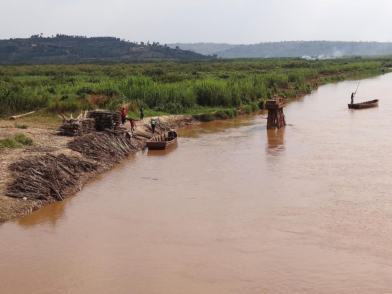 Nyabarongo River in Rwanda and marshlands surrounding it.