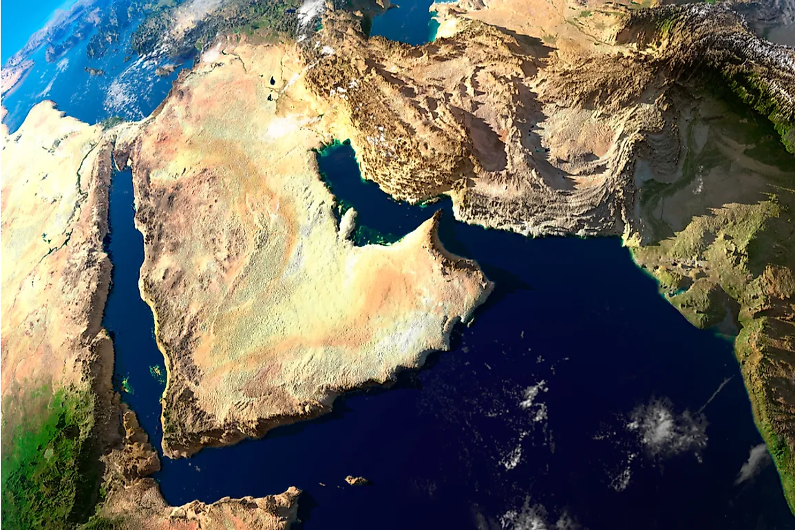 The Arabian Peninsula is the largest peninsula in the world covering 1,250,006 square miles.