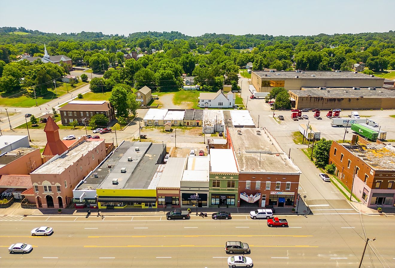 Aerial drone photo of Etowah, Tennessee. Image credit Felix Mizioznikov via Shutterstock