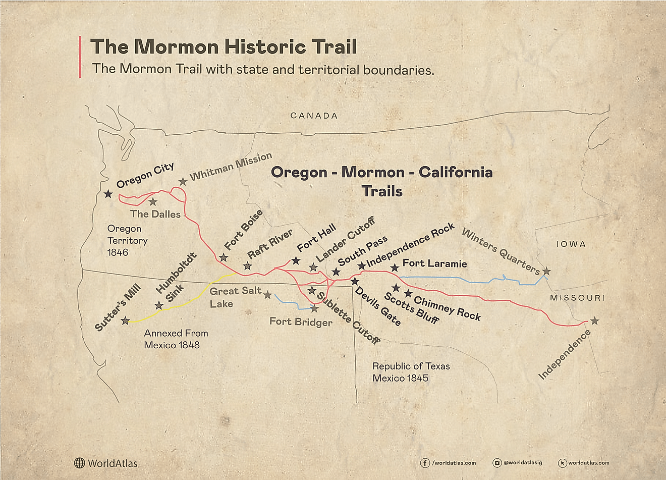 map showing the mormon trail