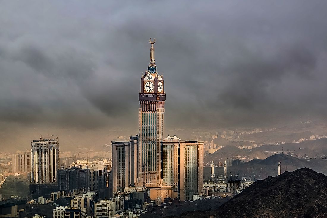 The Abraj Al Bait Makkah Royal Clock Tower in Mecca, Saudi Arabia. Editorial credit: Abrar Sharif / Shutterstock.com