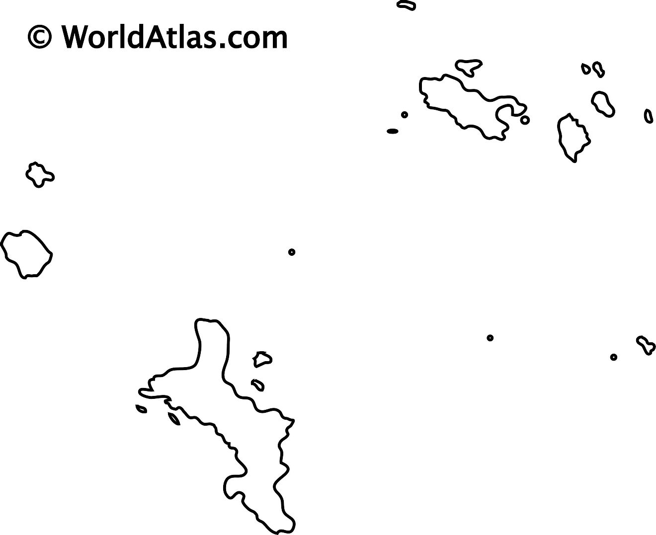 Mapa de contorno en blanco de Seychelles