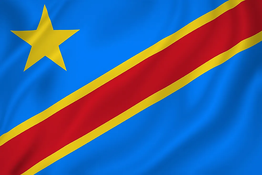 The flag of the Democratic Republic of the Congo. 