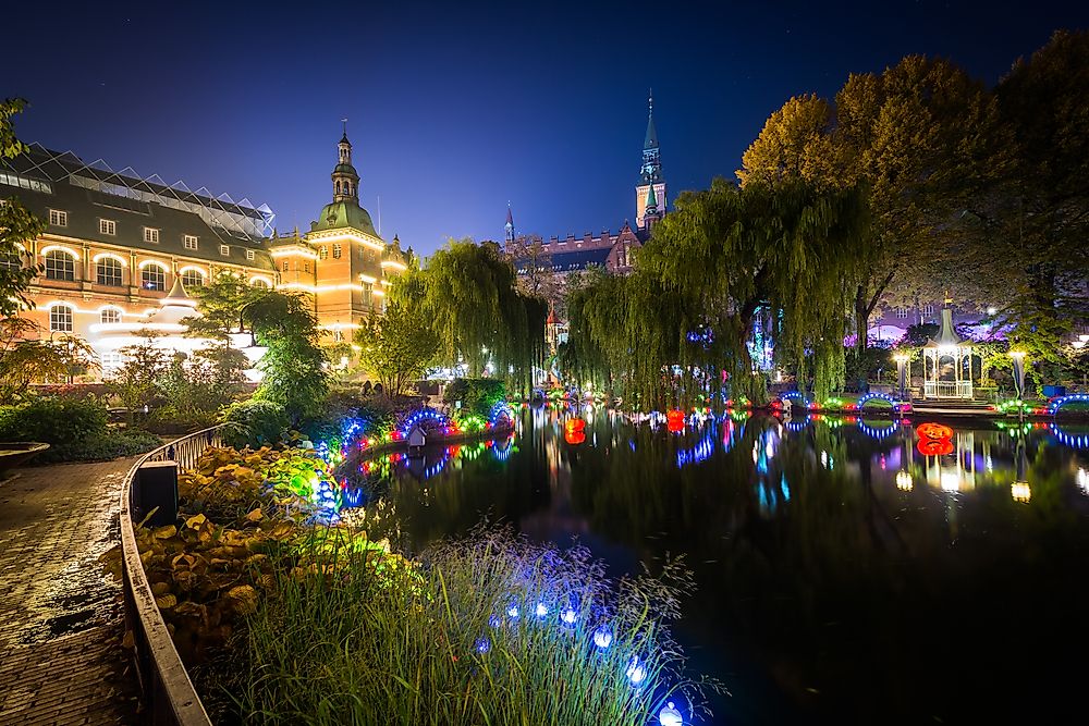 Tivoli is one of earliest examples of an amusement park, and is still in operation in Copenhagen, Denmark. 