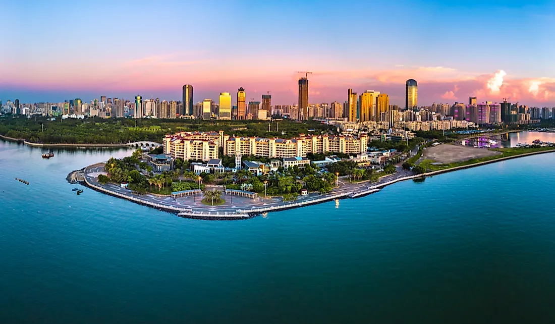 Hǎikǒu, the capital of China's Hainan Province, on Haikou Bay.