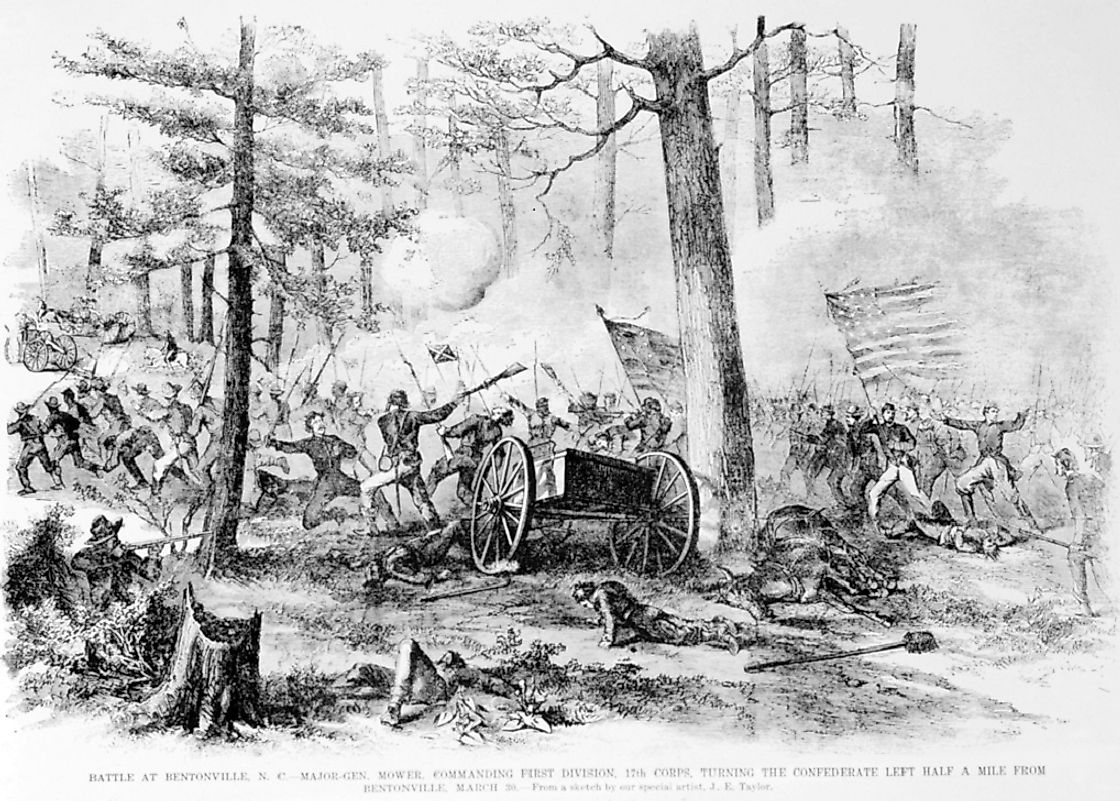 Union General Joseph A. Mower overcoming a Confederate flank at Bentonville, NC.