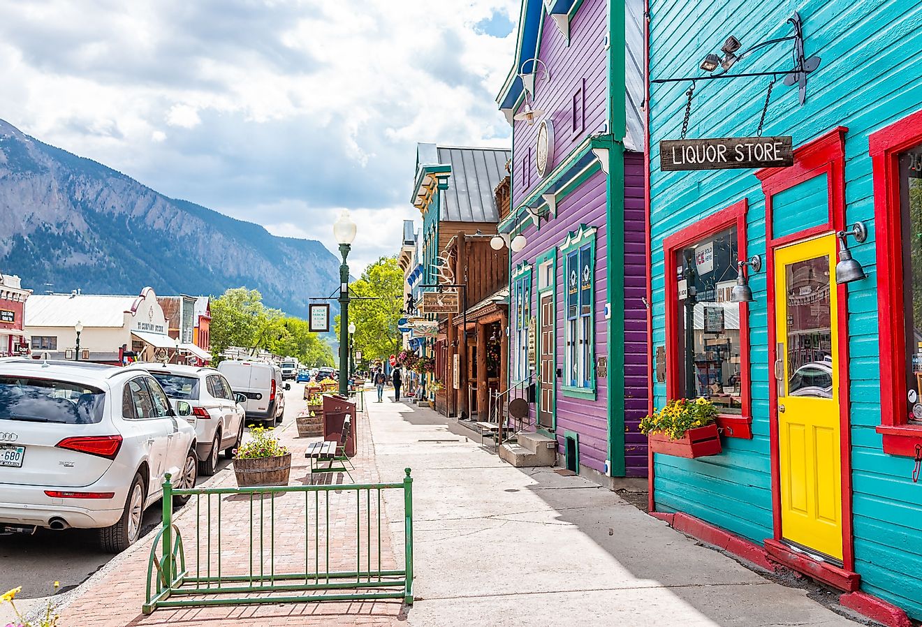 Colorful vivid village houses and downtown street in summer in Crested Butte, Colorado. Image credit Kristi Blokhin via Shutterstock